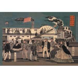  American Steamship in Harbor 12x18 Giclee on canvas