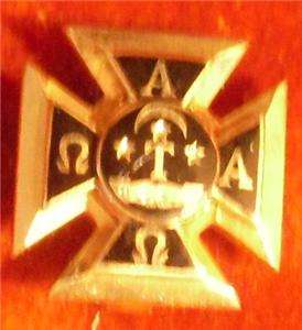 c1932 Vintage Alpha Tau Omega Fraternity 14 K Gold Pin  