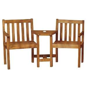  65 Acacia Wood Jack and Jill Chair and Table Set Outdoor 