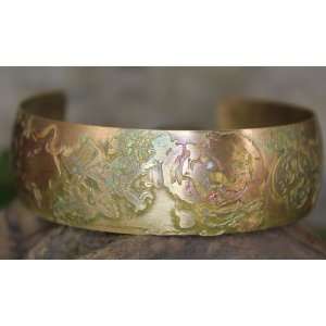 Acid Etched Brass Cuff Roses