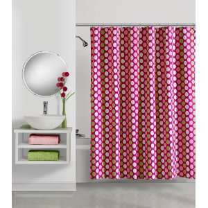  Polka Dot Navy Lime Fabric Shower Curtain   72 W x 72 L 