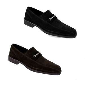 Calvin Klein Benny Suede Loafers Men’s Dress Shoes Black Brown Slip 