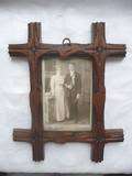 ANTIQUE BLACK FOREST PICTURE FRAMES OLD WEDDING PHOTO BRIDAL COUPLE 