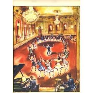 Dance Class Plaza Hotel 1930s Magazine Illustration 