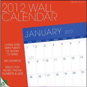  Simplicity Giant Grid 2012 Wall Calendar