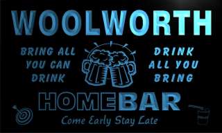 WOOLWORTH Family Name Home Bar Beer Mug Cheers Neon Light Sign  