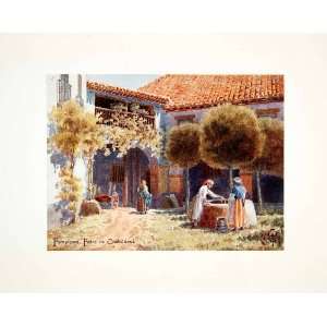  1906 Color Print Wigram Spain Pamplona Iruna Navarre Patio 
