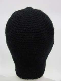COLD AS ICE Black Knit Tie Front Beanie Hat OS  
