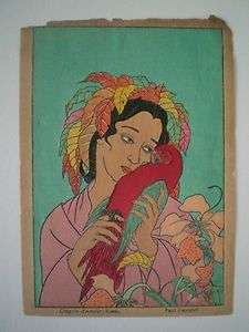 Paul Jacoulet Japanese Woodblock print   Pretty Girl   Printed Circa 
