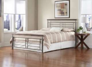 Full Size Fontane Bed w/ Frame   Silver/Cherry Metal  