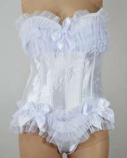   White Boned Victorian Push Up Corset Bustiers Women Fancy Dress  
