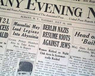 1935 ANTI SEMITIC Nazis Riots Berlin Germany Newspaper  