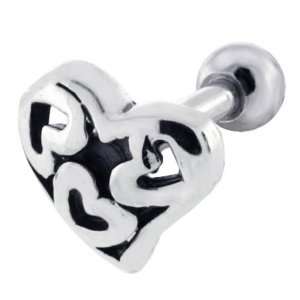   with Hearts Sterling Silver Cartilage Piercing Earring Stud Jewelry