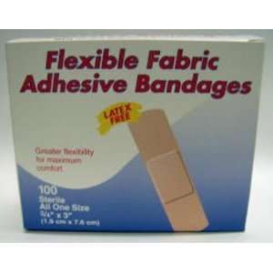  FLEXIBLE FABRIC ADHESIVE 3/4 x 3 BANDAGE 100/box Health 