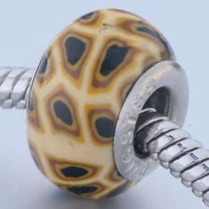 Golden Cobblestone Pattern European Charm Beads   Compatible With 