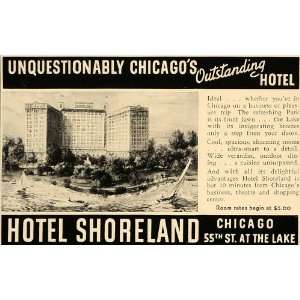 1935 Ad Hotel Shoreland Luxury Lodging Chicago Travel   Original Print 