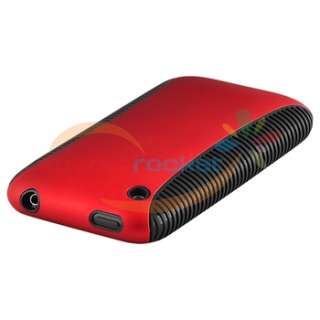   BLACK TPU SOFT CASE Red Hard COVER+Privacy Guard For iPhone 3G 3GS 3th