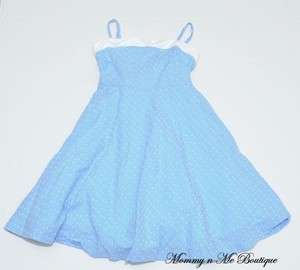 Girls Boutique Plum Pudding Blue Empire Waist Dress 6  