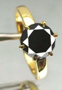   80 CT 9.8 MM GENIUNE SOLITAIRE BLACK DIAMOND ENGAGEMENT RING  