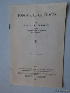1931 Poison Gas or Peace WMD War Prevention Pamphlet  