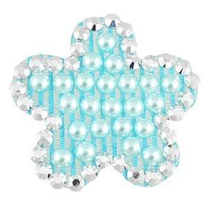  Fake Pearls Crystal Decor Blue Flower Shape Fringe Hair 
