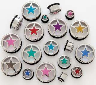 Single Flare Plugs/Tunnels Neon Star Cut out  