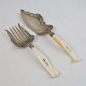 Ivory Handle by Whiting Div. of Gorham, Sterling Fish Serving Fork 