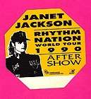 Janet Jackson 1990 RHYTHM NATION TOUR satin backstage pass AFTER SHOW 
