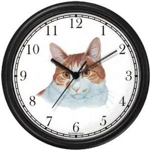 Tan and White Cat   JP   Wall Clock by WatchBuddy Timepieces (Hunter 
