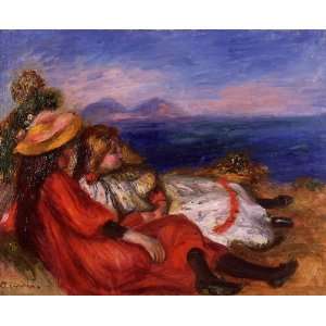 Oil Painting Two Little Girls on the Beach Pierre Auguste Renoir Han