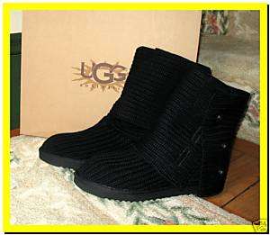 NIB Authentic UGG AUSTRALIA Classic CARDY Crochet boots BLACK UK 3.5 