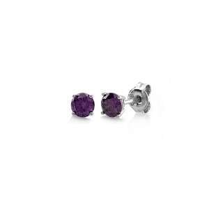  Sterling Silver 4mm Round Amethyst Cubic Zirconia CZ 