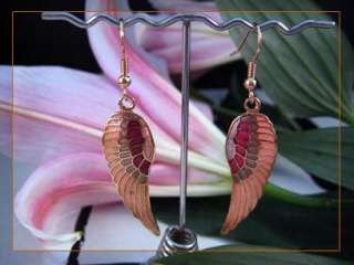 14k gold plated enamel pink angel wing dangle earrings 4330