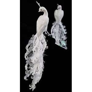  Package of 2   11 White Feathered Peacocks with Curly 