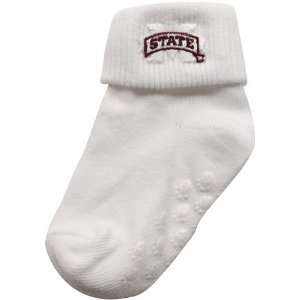   State Bulldogs Infant White Gripper Socks