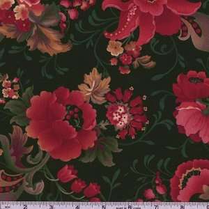  45 Wide Carmen Large Floral Black Fabric By The Yard 