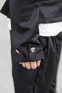 Women Slim fit Puff Sleeves Suit Blazer Jacket Coat Blacks, Browns M 