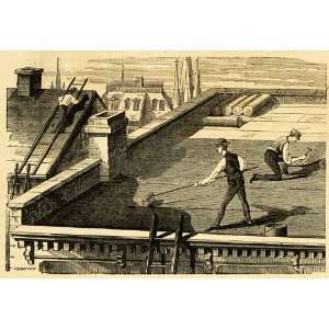   Coating Laying Roofs Men Workmen H. W. Johns   Original Halftone Print