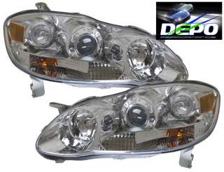 Toyota Corolla 03 08 Chrome Housing Projector Headlights by DEPO