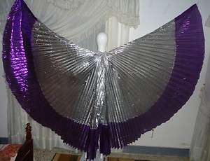  Silver & Purple Lame Custome Belly Dance Professional Isis Wings