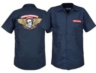 Powell Peralta WINGED RIPPER NAVY Work Shirt LARGE  