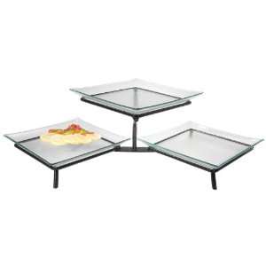  Gourmet Display 2 Tier Podium Style Platter Stand W/ Glass 