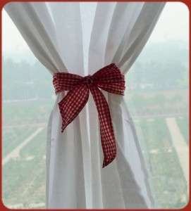 Red White Gingham Ruffle Skirt Balloon Curtain Tieback  