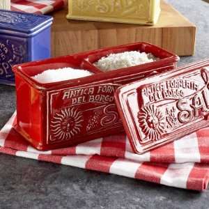  Italian Ceramic Divided Salt Box, Ivory Grocery & Gourmet 
