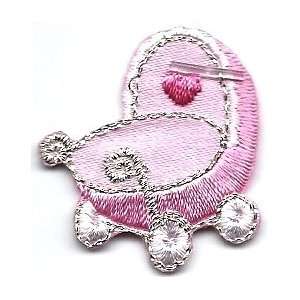  Babies,Pink Baby Buggy  Iron On Embroidered Applique 