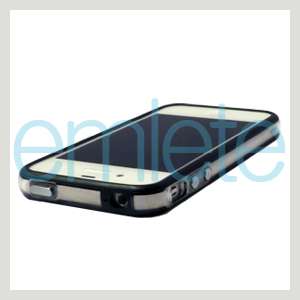 Apple iPhone 4 4G 4S Black+Clear Bumper Case Metal Buttons AT&T 