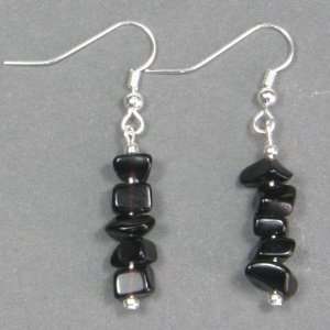  Black Agate Crystal Tumbled Chip Earrings   (ER31 