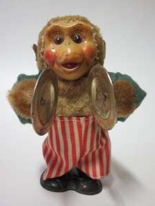 Vintage Wind up Jolly Chimp Monkey circus ape Playing Cymbals WORKS 