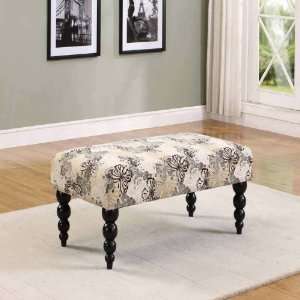  Claire Bench Butterfuly Fabric W/Blk Legs   Linon Home 