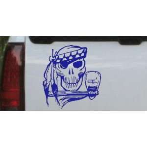 Indian Skull Skulls Car Window Wall Laptop Decal Sticker    Blue 10in 